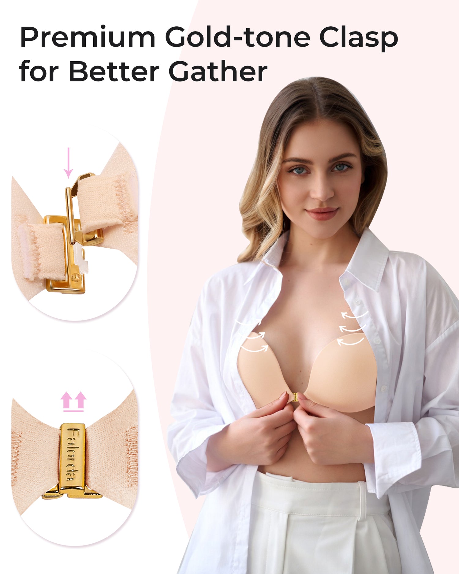 Adhesive Bra Push Up Sticky Strapless Bra, 2 Pack Invisible Backless Novelty Bras for Women